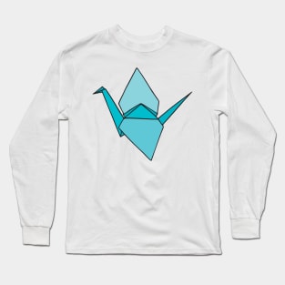 Blue Origami Paper Crane Long Sleeve T-Shirt